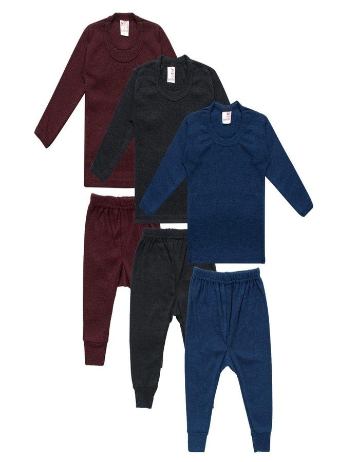 TIXY Winter Soft Warmer Plain Thermal Set for Unisex Baby & Kids (Multicolor) (0-3 Months, 3) Multicolour - Image 1