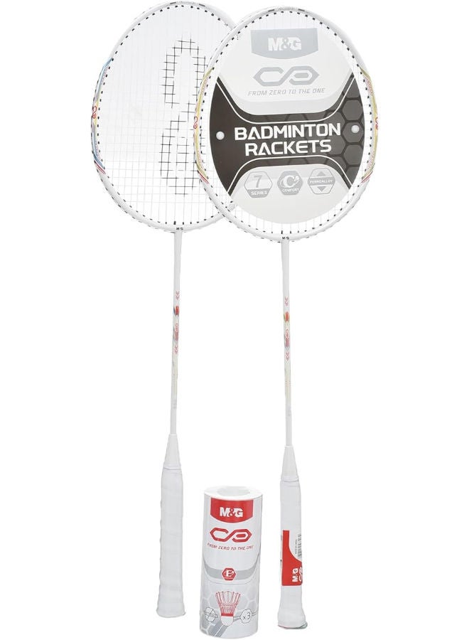 M&G Badminton Racket Set, 2 Lightweight Rackets with 3 Shuttlecocks for Active Play for Kids and Adults - Image 1