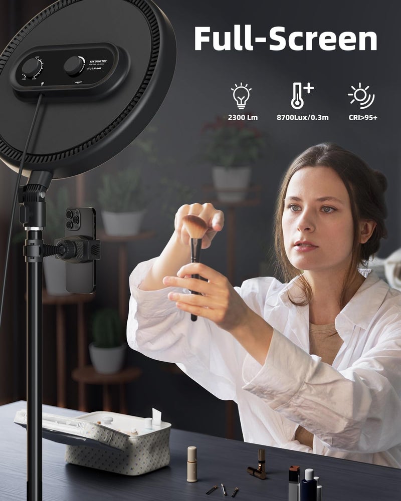 TODI Large Ring Light with 79" Stand, 6500K Full-Screen Selfie Light Ring with Stand and Phone Holder, Professional Big Ring Light for Live Stream, YouTube, TikTok, Makeup, Video, Barber, Photography - Image 2