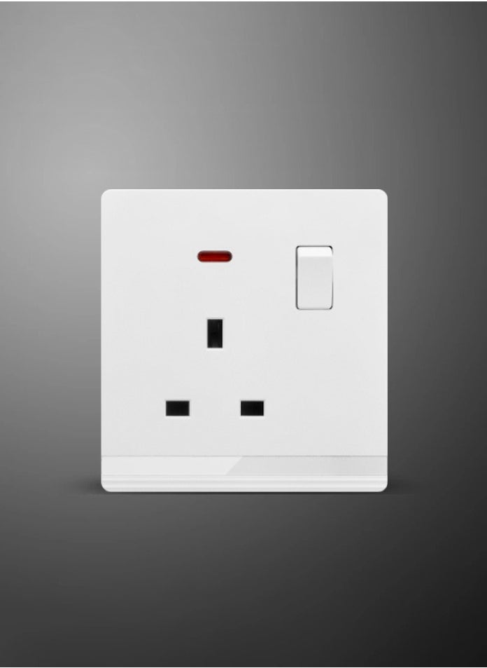 Vmax - Type G - Wall Socket with Switch and Indicator Light - 3x3"  White Ivory - Image 1