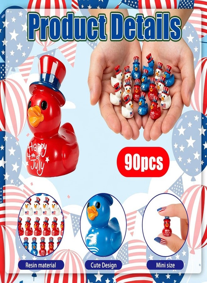 AWEELON 90 Pcs Patriotic Mini Duck Figurine 250th Anniversary Independence Day Patterns Tiny Duck Figurines Patriotic Resin Ducks Ornament for Home Office Desk - Image 3
