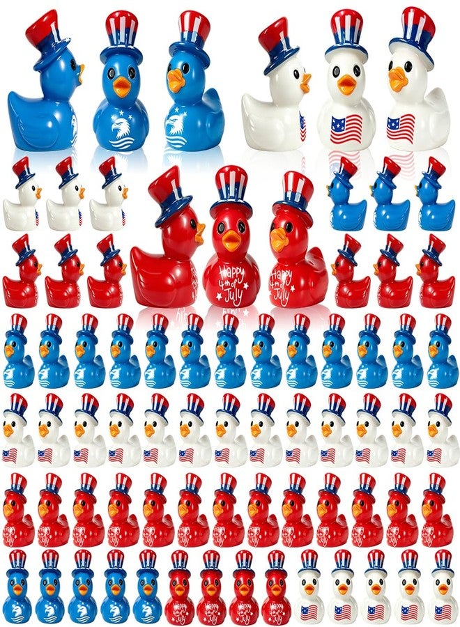 AWEELON 90 Pcs Patriotic Mini Duck Figurine 250th Anniversary Independence Day Patterns Tiny Duck Figurines Patriotic Resin Ducks Ornament for Home Office Desk - Image 1