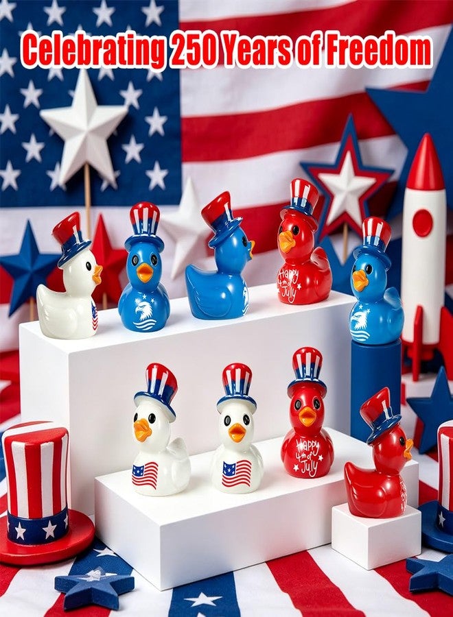 AWEELON 90 Pcs Patriotic Mini Duck Figurine 250th Anniversary Independence Day Patterns Tiny Duck Figurines Patriotic Resin Ducks Ornament for Home Office Desk - Image 4