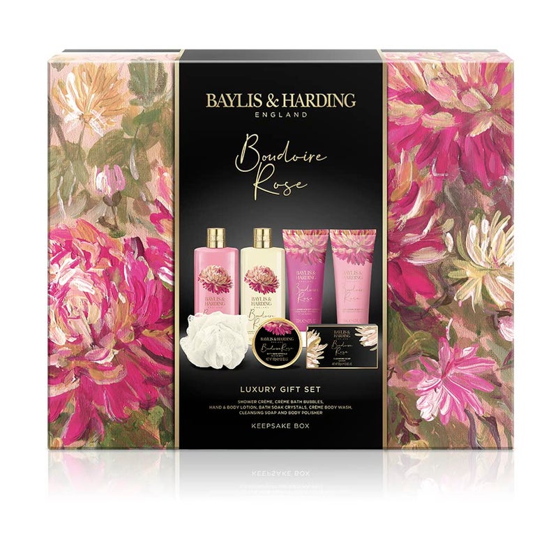 Baylis & Harding Boudoire Rose Luxury Keepsake Box Bathing Treat Gift Set (Pack of 1) - Vegan Friendly - Image 1