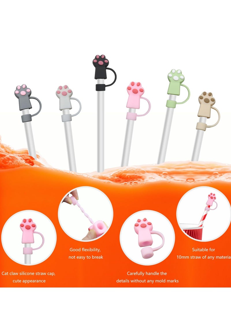 Excefore Straw Covers Cap Toppers, 6 Pcs Straw Cover for Stanley Cup, Silicone Straw Covers Cap Reusable Drinking Straw Topper Compatible, for Stanley Cups Accessories (0.4in, Cat Paw) - Image 4
