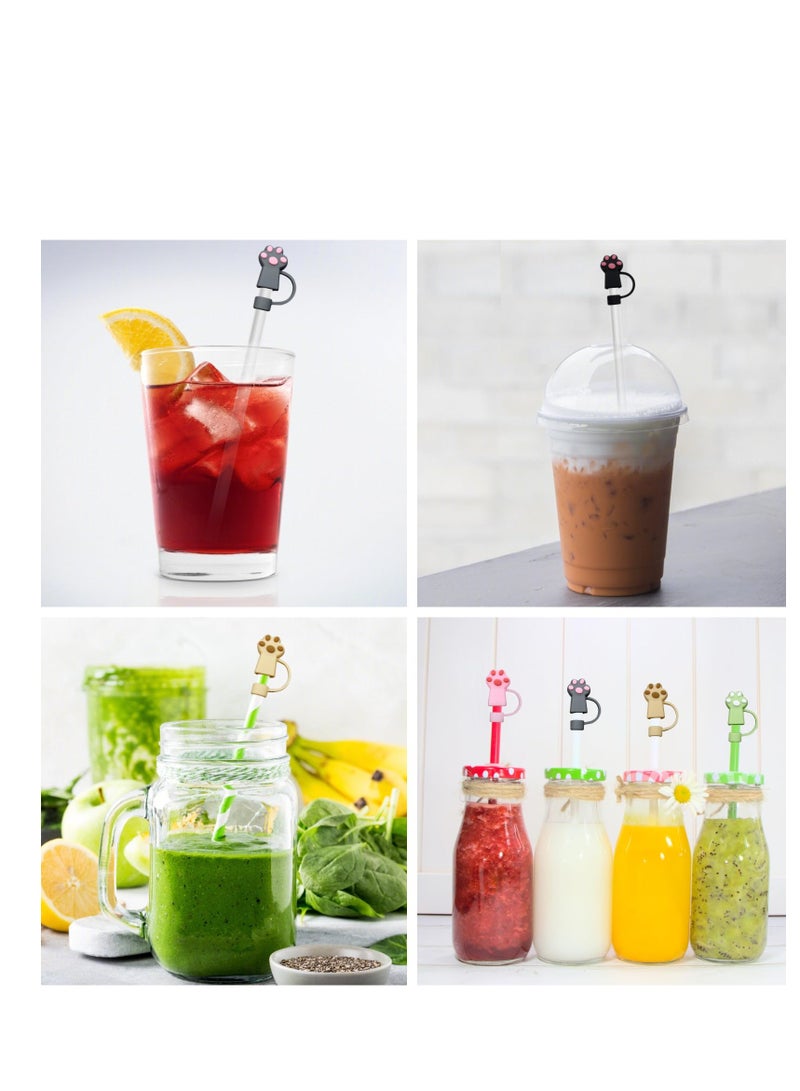 Excefore Straw Covers Cap Toppers, 6 Pcs Straw Cover for Stanley Cup, Silicone Straw Covers Cap Reusable Drinking Straw Topper Compatible, for Stanley Cups Accessories (0.4in, Cat Paw) - Image 5