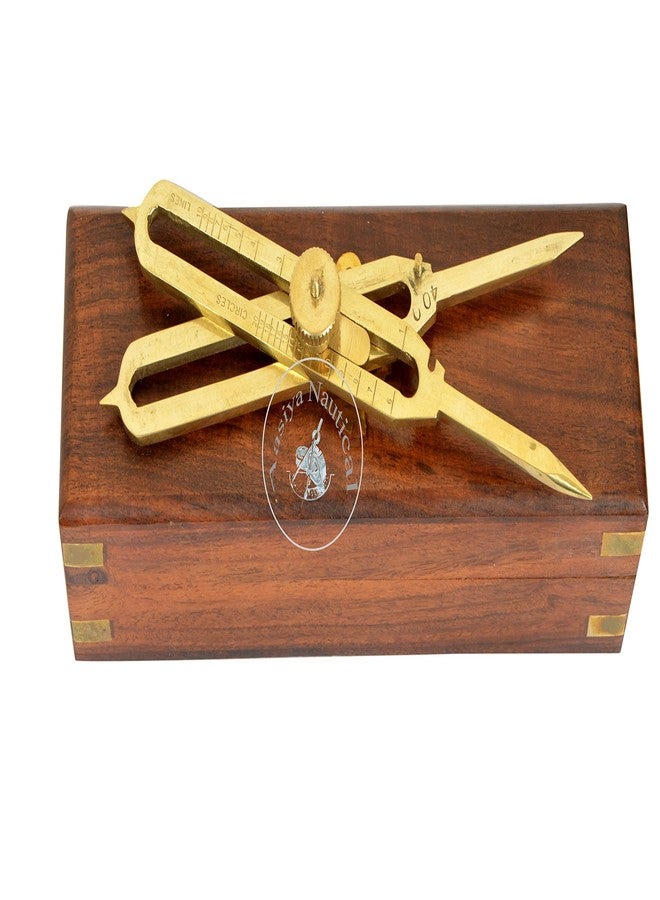 Aasiya Nautical العنوان: بوصلة ملاحة بحرية من النحاس الصلب من آسيا نوتيكال، مزودة بصندوق خشبي أنيق - Image 1
