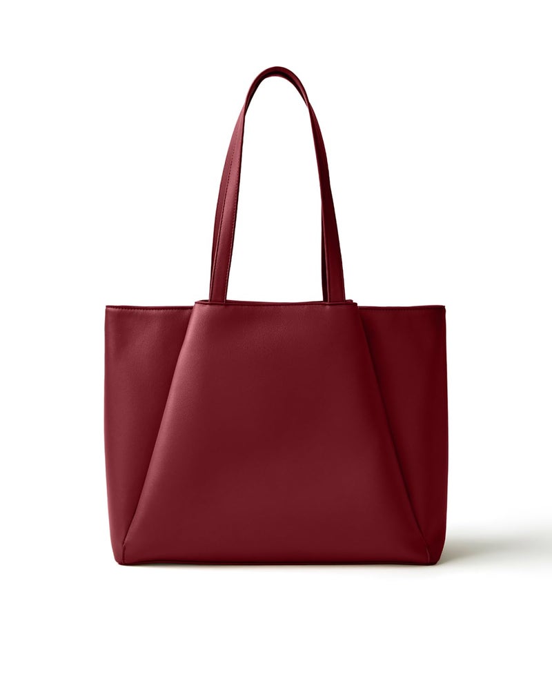 Apryl Laptop Tote Bag for Women 15.6 Inch - Large Work Bags with Zip Compartments - PU Leather Office Purse Computer Briefcase - Burgundy - Image 1