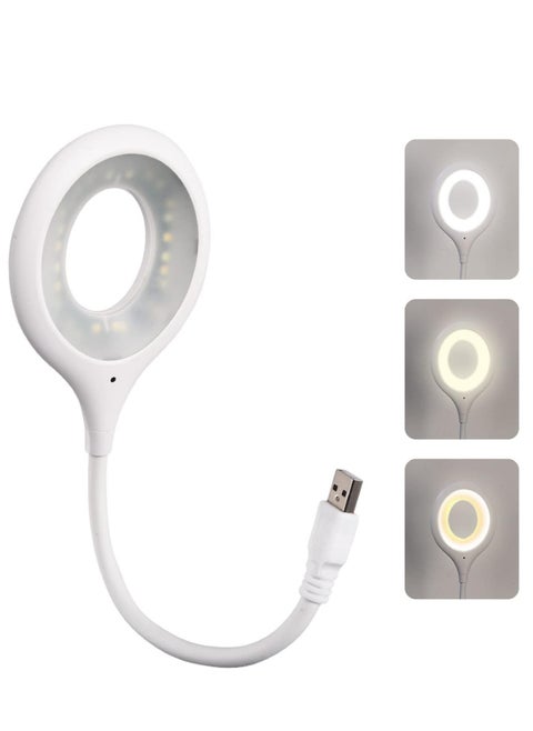 مصباح USB لكيبورد اللابتوب قراءة LED صغير محمول مع عنق اوزة مرن للباور بانك والكمبيوتر والتحكم في الصوت 3 الوان و4 درجات سطوع - ايقاف برتقالي