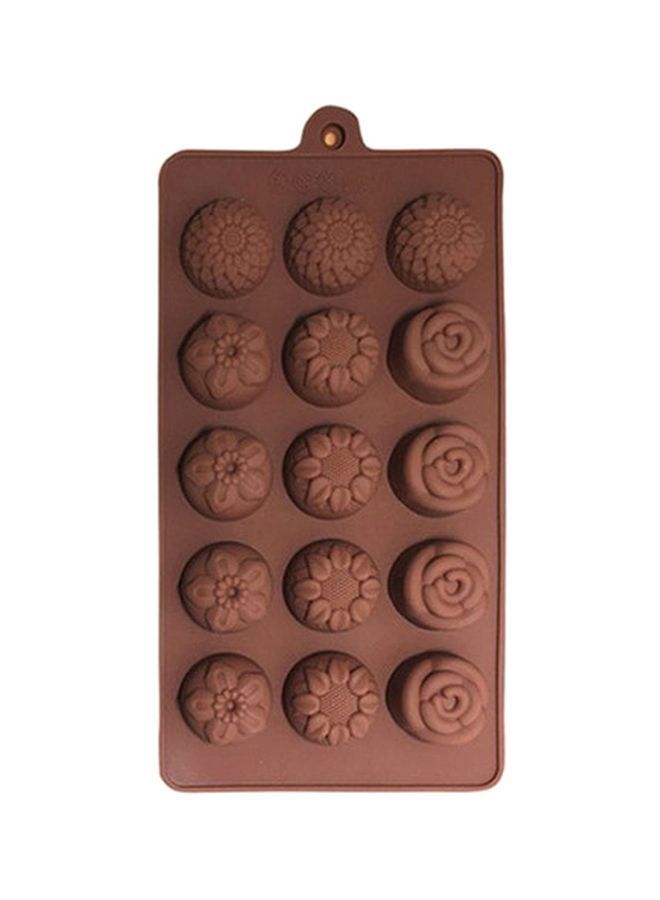 NIBEMINENT 15-Cavitie Silicone Chocolate Mould Tray Brown 39x26cm - Image 1