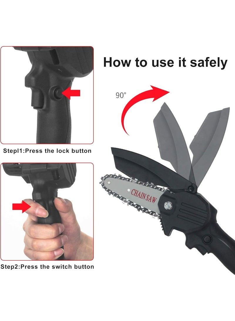MUNTAQI Cordless Handheld Chainsaw with 2 Batteries – Portable Electric Mini Chainsaw for Tree Trimming, Branch Cutting & Wood Pruning, Safety Lock, Lightweight Garden Power Tool - Image 5