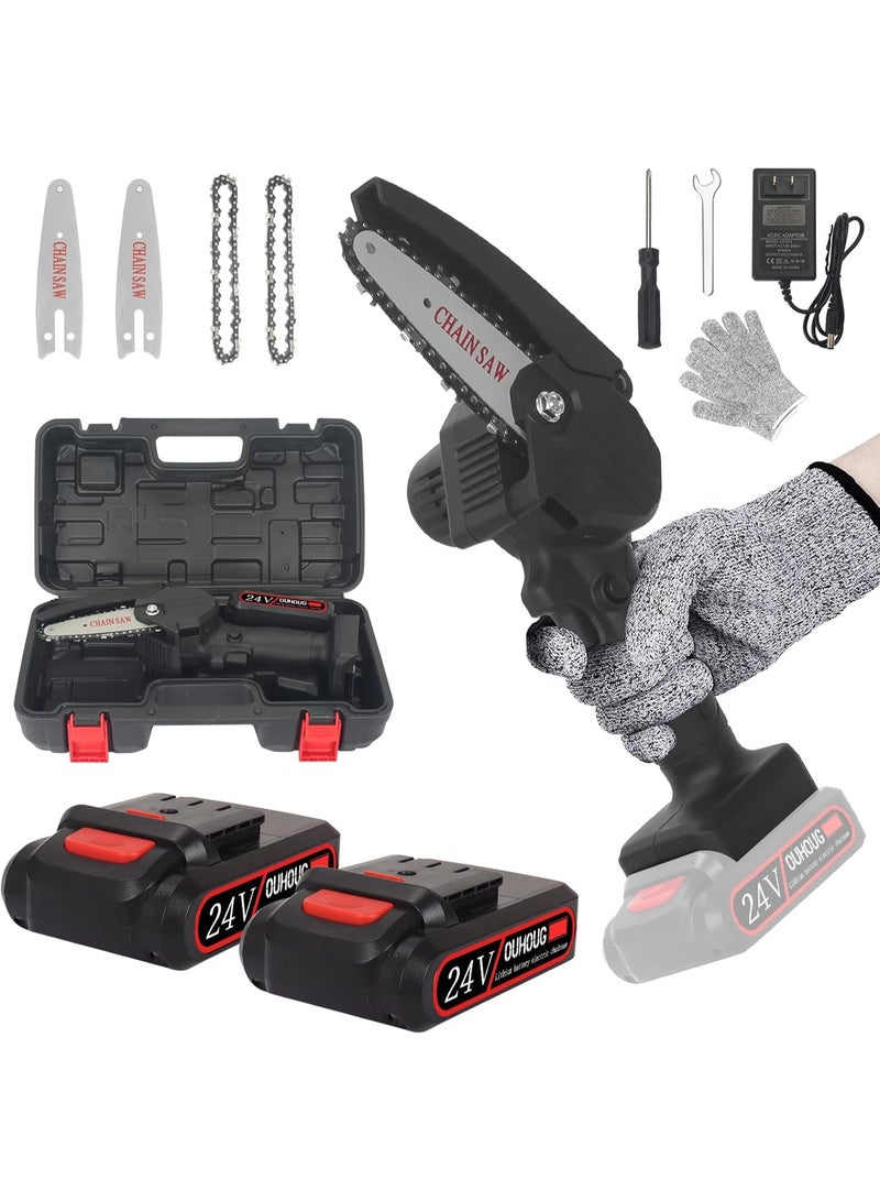 MUNTAQI Cordless Handheld Chainsaw with 2 Batteries – Portable Electric Mini Chainsaw for Tree Trimming, Branch Cutting & Wood Pruning, Safety Lock, Lightweight Garden Power Tool - Image 1