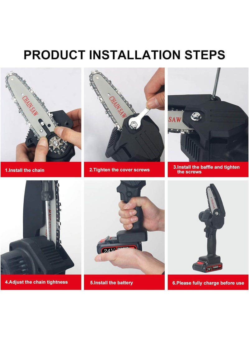 MUNTAQI Cordless Handheld Chainsaw with 2 Batteries – Portable Electric Mini Chainsaw for Tree Trimming, Branch Cutting & Wood Pruning, Safety Lock, Lightweight Garden Power Tool - Image 3