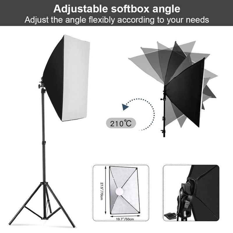 TDOO Softbox Photography Lighting Kit, Professional Photo Studio Lighting with 2x20x27.5in Soft Box | 2X 380W 3000-7000K E27 LED Bulb,Continuous Lighting Kit for Video Recording, Portraits Shooting - Image 4