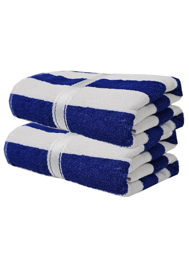 Fabienne 2-Pc Cabana Stripe Bath Towels 70x140cm Lightweight Cotton Towel Blue Quick Dry & Soft Beach Towel Budget-Friendly & Durable - Image 1