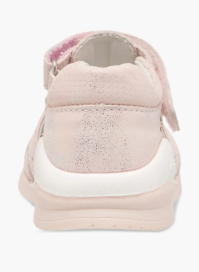 Barefeet Girls Cut-Out Detail Sandals with Hook and Loop Closure