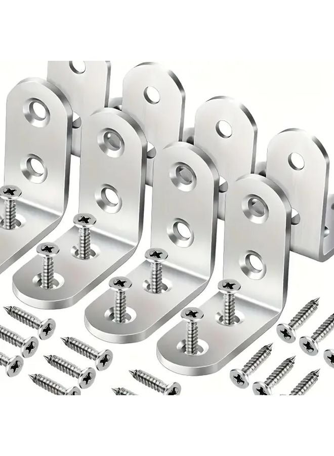 40 Pcs L Shaped Corner Bracket Set 8 Supports 32 Screws Stainless Steel Furniture Assembly - Image 2