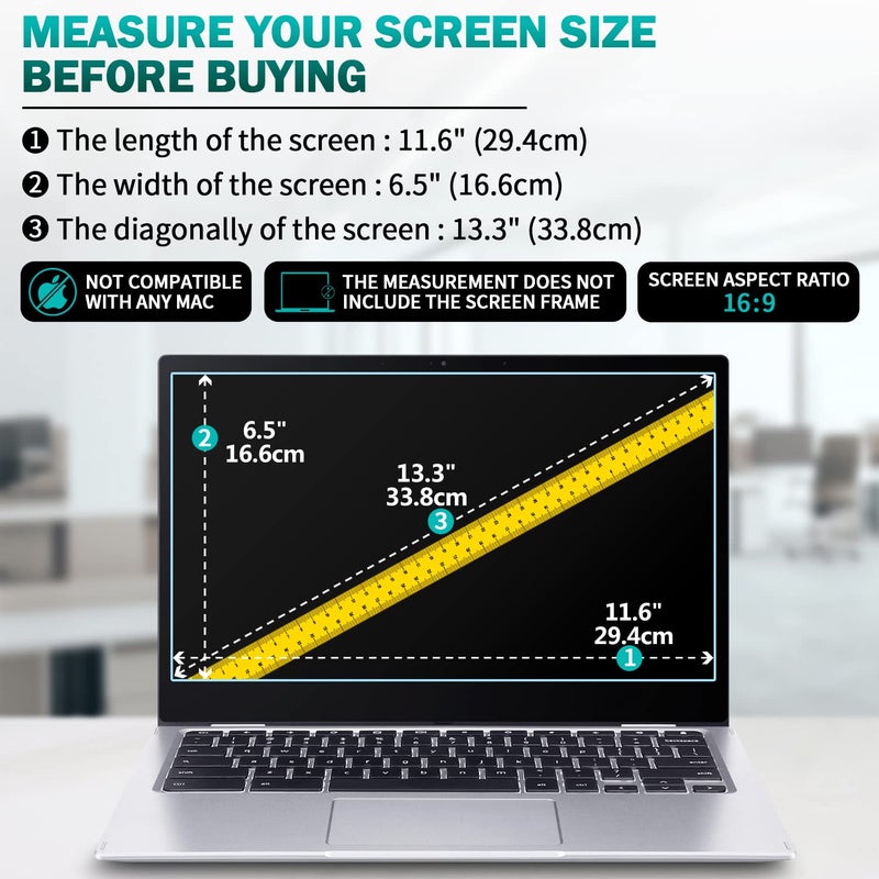 FFORITO F FORITO 2-Pack 13.3 inch Anti Blue Light Laptop Screen Protector, Anti Glare & Anti Scratch Screen Filter Compatible with 13” Lenovo/ASUS/Dell/HP/Acer/HP/SAMSUNG with 16:9 Aspect Ratio - Image 2