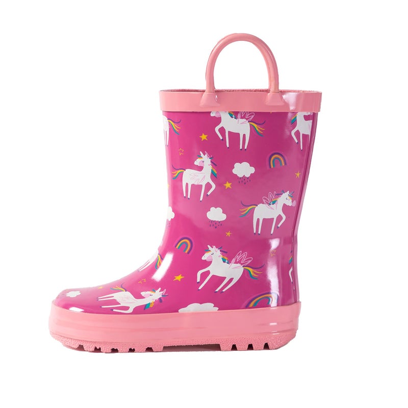 Hbxooxts Rain Boots with Easy-On Handles in Fun Patterns for Toddlers and Kids waterproof Rubber Kids Rain Boots for Girls and Boysï¼ˆ5 Toddlerï¼‰ - Image 1
