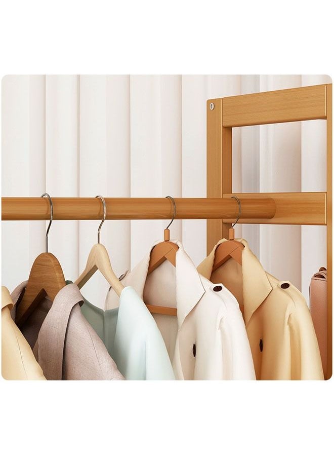 NKX - Heavy Duty Wooden Indoor Bedroom Clothes Coat Stand with Top Rod and Lower Storage Shelf Coat Rack with 5 layers Racks - Image 1