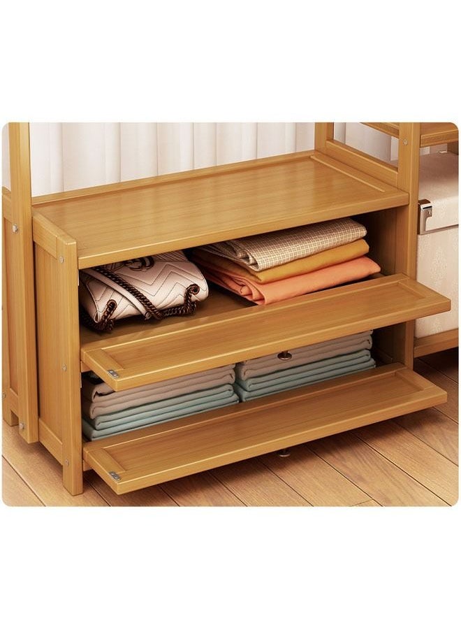 NKX - Heavy Duty Wooden Indoor Bedroom Clothes Coat Stand with Top Rod and Lower Storage Shelf Coat Rack with 5 layers Racks - Image 1