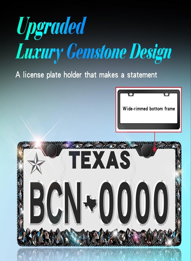 Murimt Rhinestone License Plate Frames 2 Pack Sparkly Glitter Bedazzled License Plate Frame Bling License Plate Holder Cover - High End Gift Box Packaging Bling Car Accessories for Women - Image 3