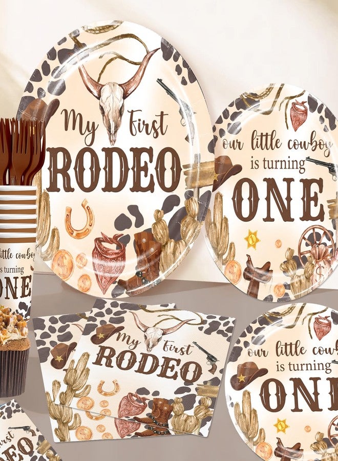 cocomigo 226PCS Western My First Rodeo Decorations Boy, All-in-1 Rodeo Theme Party Pack, with 20 Plates, Cowboy Mini Hat, Backdrop Tablecloth Balloon Arch for 1st birthday boy, Serves 20 Guests - Image 5