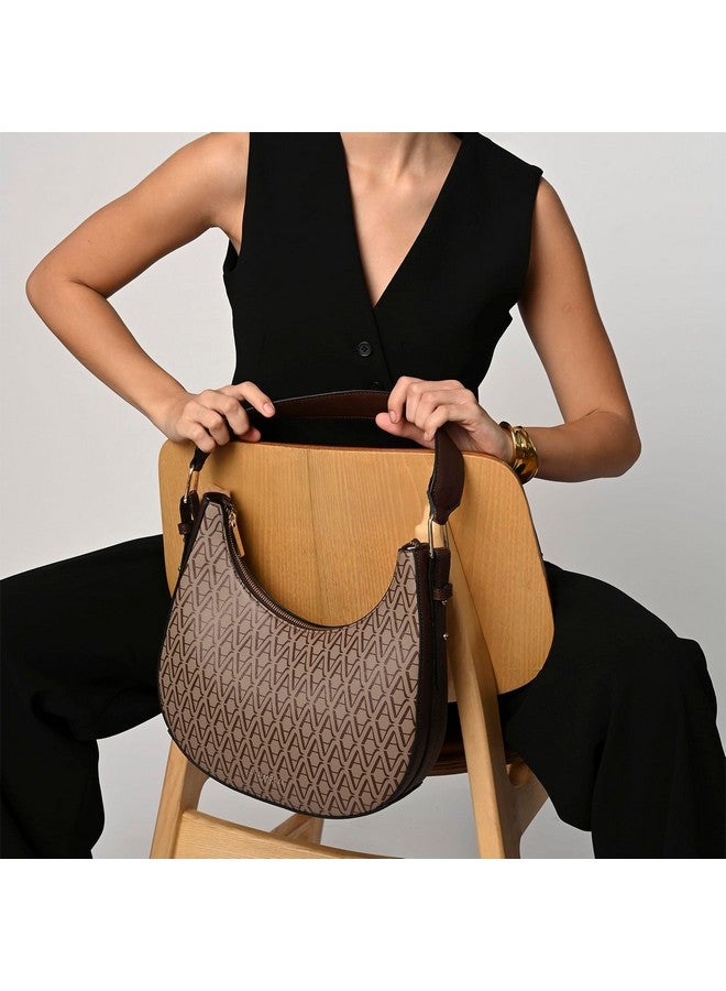 Accessorize London Women's Amara Monogram Hobo Bag I Shoulder Bag For Ladies| Ladies purse | Stylish Shoulder Bag | Ladies Gift - Image 2