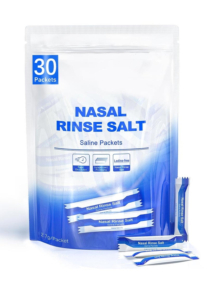Omelo Neti Pot Salt Packets - 30 Individually Wrapped Saline Packets for Nasal Wash, Neti Pot Refill Kit, Effective Nasal Irrigation, Sinus Care, Nasal Cleansing Solution - Image 1
