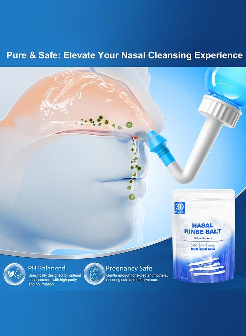 Omelo Neti Pot Salt Packets - 30 Individually Wrapped Saline Packets for Nasal Wash, Neti Pot Refill Kit, Effective Nasal Irrigation, Sinus Care, Nasal Cleansing Solution - Image 4