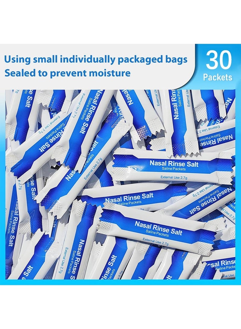 Omelo Neti Pot Salt Packets - 30 Individually Wrapped Saline Packets for Nasal Wash, Neti Pot Refill Kit, Effective Nasal Irrigation, Sinus Care, Nasal Cleansing Solution - Image 2