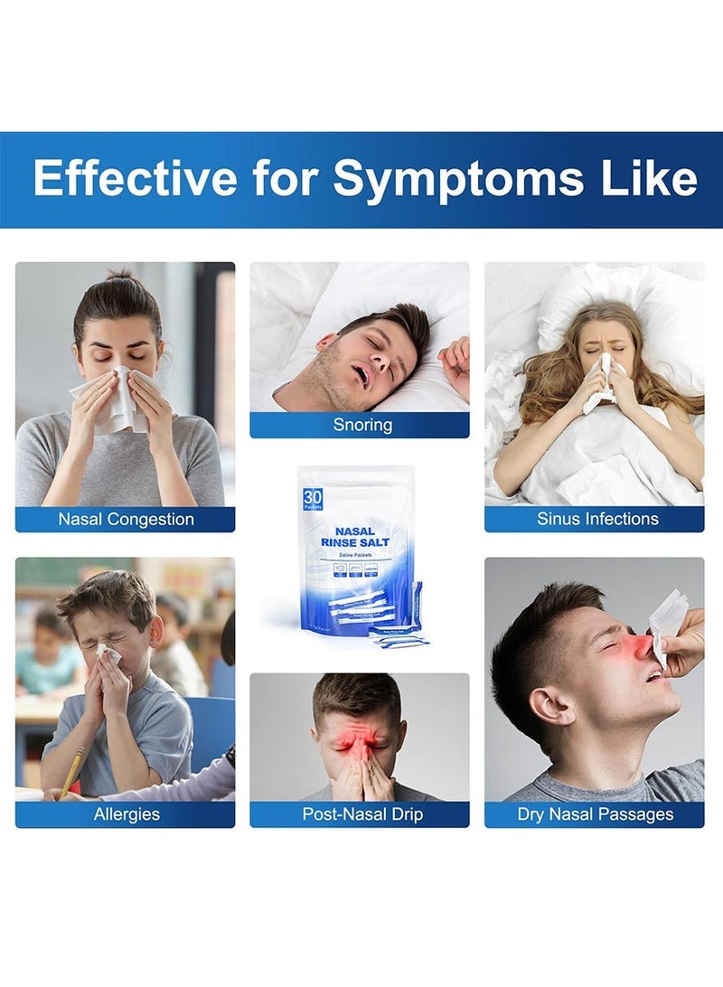 Omelo Neti Pot Salt Packets - 30 Individually Wrapped Saline Packets for Nasal Wash, Neti Pot Refill Kit, Effective Nasal Irrigation, Sinus Care, Nasal Cleansing Solution - Image 5