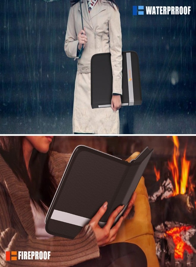 JHSafer Fireproof 1.5" 3 Ring Binder with Zipper, 2 Interior Pockets, 1 Pen Holder, Reflective Strip, Hold 375 Sheets of US Letter/A4 Size for Office/Home/School Provide 5 Pockets A4, 40 Pockets Album(Black) - Image 2