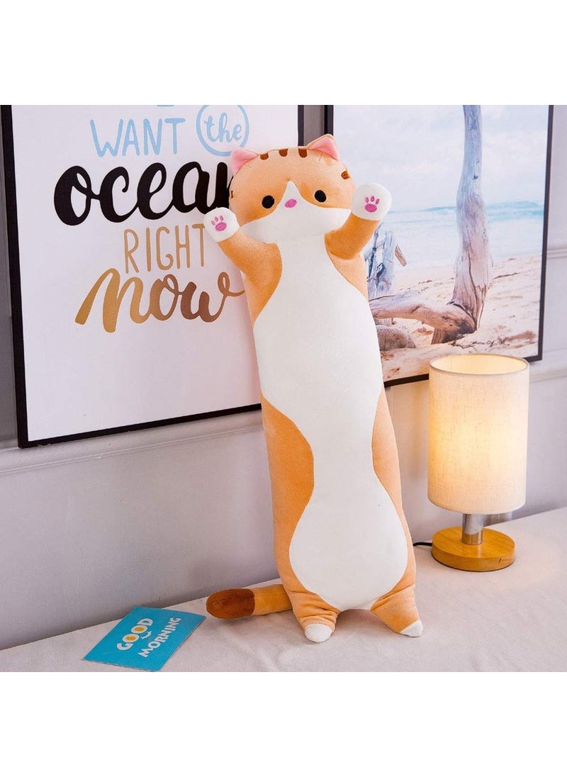 shangman shangman Lovely Plush Cat Doll Cute Cartoon Soft Stuffed Kitten Pillow Long Throw Sleeping Pillow Doll Toy Gift for Kids Girlfriend Multiple Size (Brown 110cm/43.3in)  - Image 3