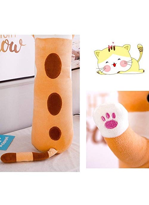 shangman shangman Lovely Plush Cat Doll Cute Cartoon Soft Stuffed Kitten Pillow Long Throw Sleeping Pillow Doll Toy Gift for Kids Girlfriend Multiple Size (Brown 110cm/43.3in)  - Image 4