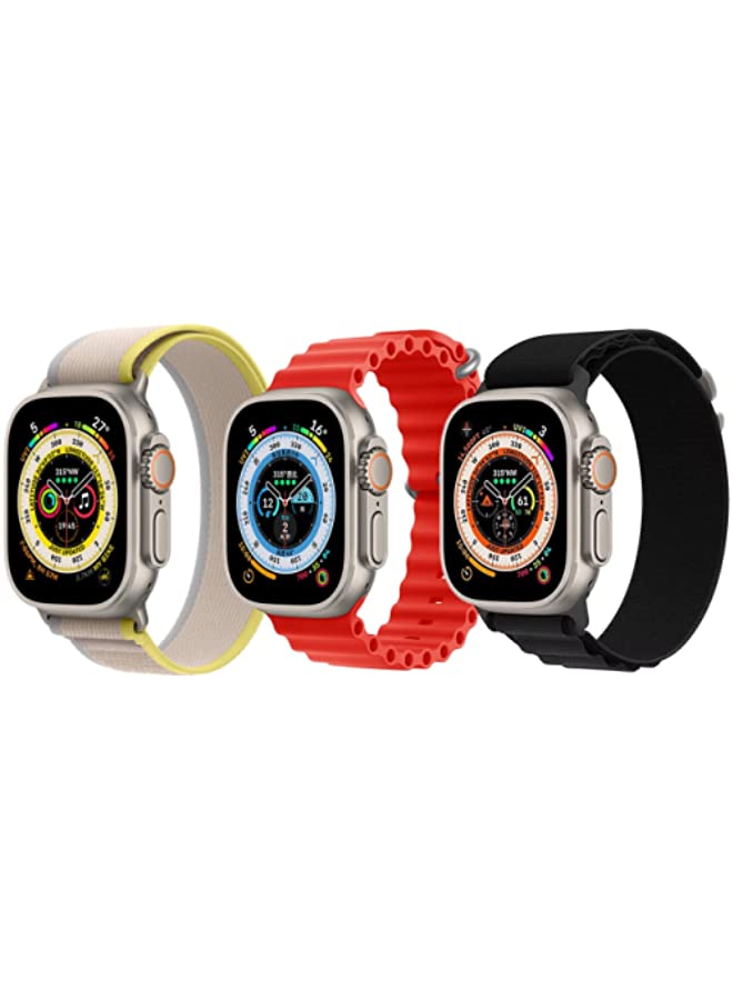 IAF Silicone Ocean Band Strap Orange Nylon G-hook Loop Buckle Watch Strap White Set of 2 for Apple Watch Ultra 8 49mm