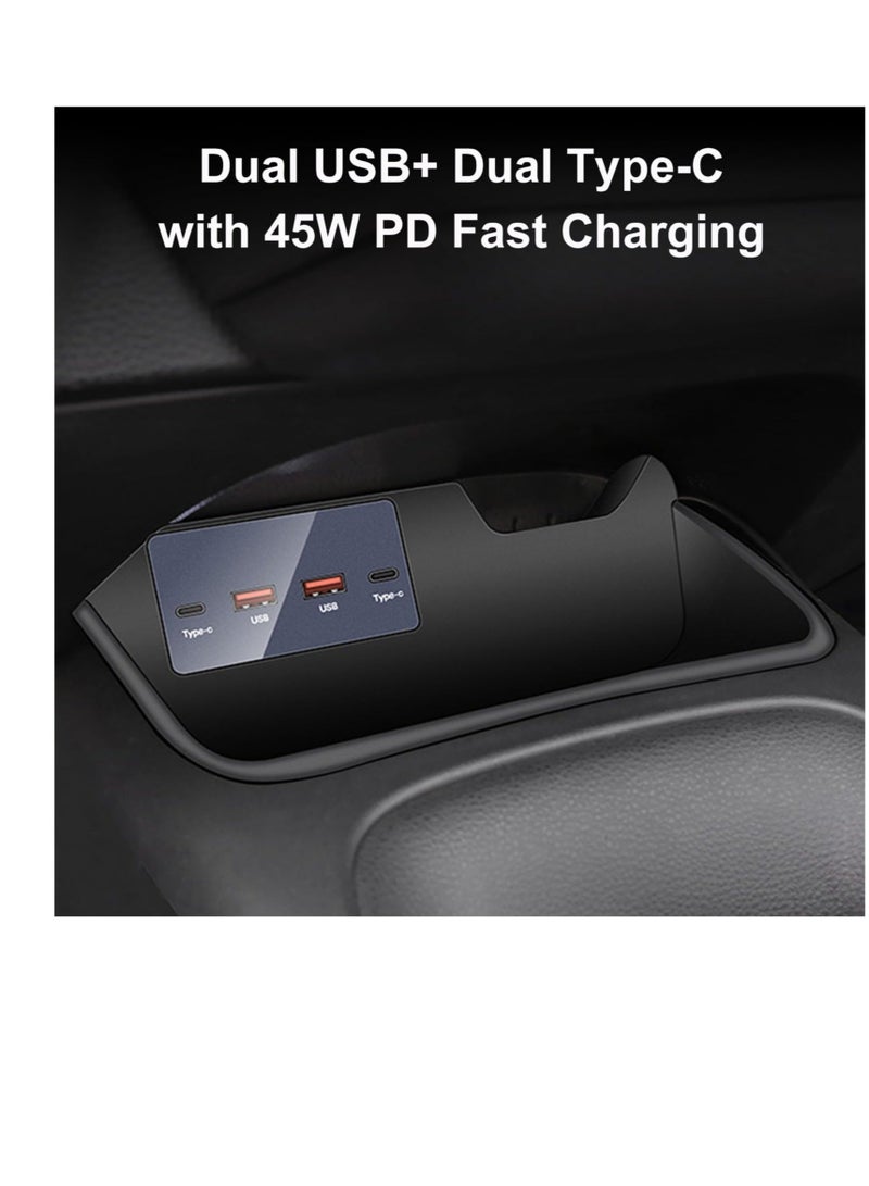 Captaintech Dual USB ＆ Typc C Port Fast Charger Compatible with 2019-2022 Toyota Corolla, Fast Car Charger, 4-Ports Car Charger Adapter, 45W Fast Charging Center Console Dedicate to Your Car - Image 3