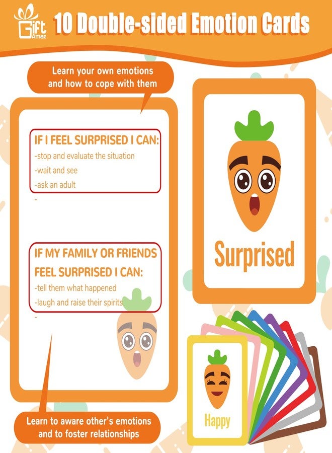 GiftAmaz Social Emotional Learning Toys - Big Feelings Carrot Social Emotional Games for Kids - 26 Facial Expressions, 10 Educational Flashcard - Preschool Learning Activities Birthday for Kid 3-6 - Image 3