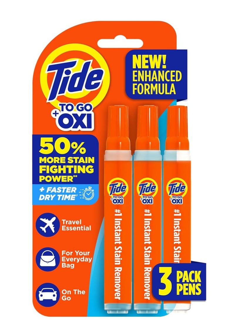 Tide Tide Pen Stain Remover for Clothes, Tide To Go Pen, Instant Stain Remover Pen & Spot Cleaner, Portable & Travel-Friendly, Works on Food & Drink Stains, Fits in Purses & Bags, 3 Count  - Image 1