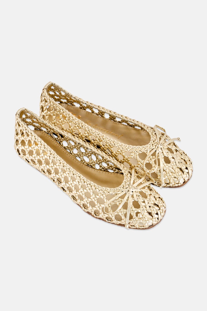 Xti Women Textile Slip On Flats, Gold - Image 4