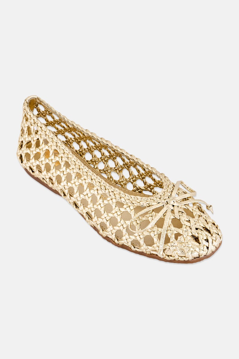 Xti Women Textile Slip On Flats, Gold - Image 1