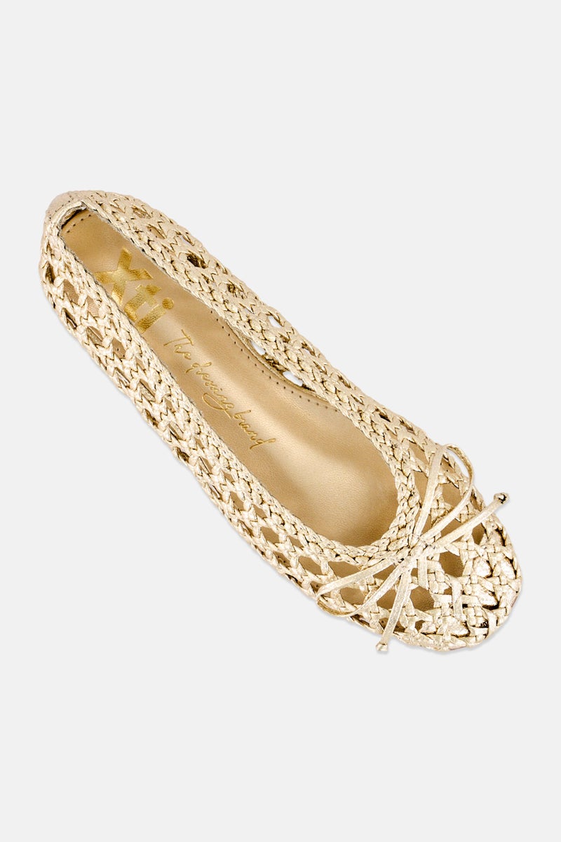 Xti Women Textile Slip On Flats, Gold - Image 3