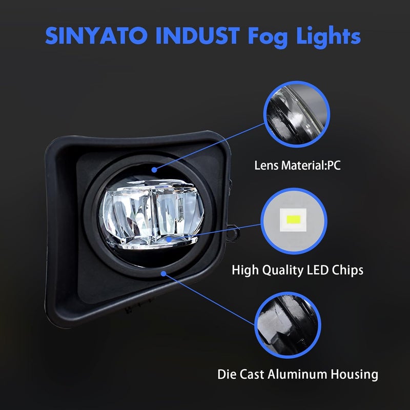 SINYATO INDUST Fog Lights for 2014-2021 Toyota Tundra - Bumper Fog Lamps, One Pair - Image 2