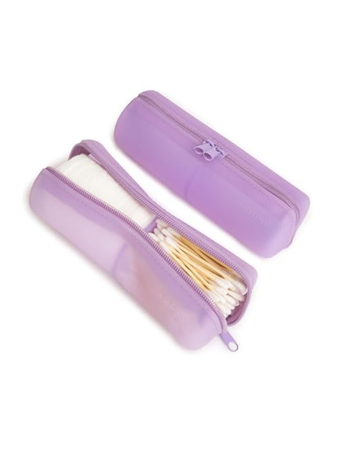 Visfresh Cotton Round Swab Travel Case 2 in 1 Portable Hair Accessories Organizer Hair Tie Organizer Hair Tie Holder Bobby Pin Holder Travel Qtips Case Purse Organization Floss Holder Purple - Image 3