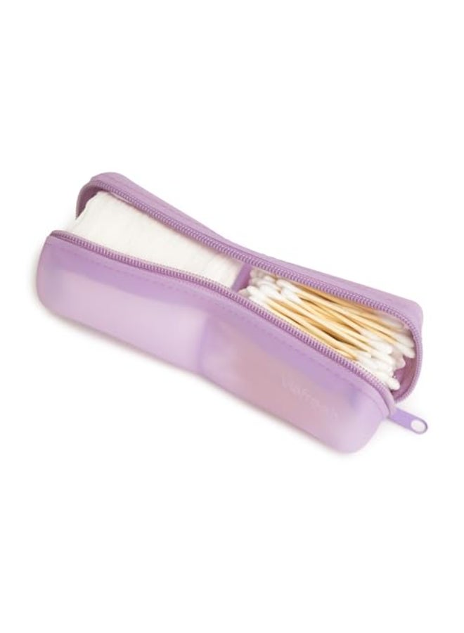 Visfresh Cotton Round Swab Travel Case 2 in 1 Portable Hair Accessories Organizer Hair Tie Organizer Hair Tie Holder Bobby Pin Holder Travel Qtips Case Purse Organization Floss Holder Purple - Image 1