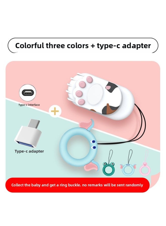 Loquat U Disk Cartoon Mini Cat Claw Large Capacity Mobile Phone USB Enterprise School Activity Advertising Gift U Disk Customization-Color:Colorful Cool + Type-C Adapter-Capacity:2GB  - Image 1