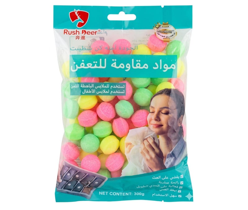 راش دير كرات النفثالين متعددة الألوان 300 جم من راش دير | طارد للعثة والحشرات ومعطر للخزائن | حماية طويلة الأمد للملابس وأماكن التخزين - Image 1