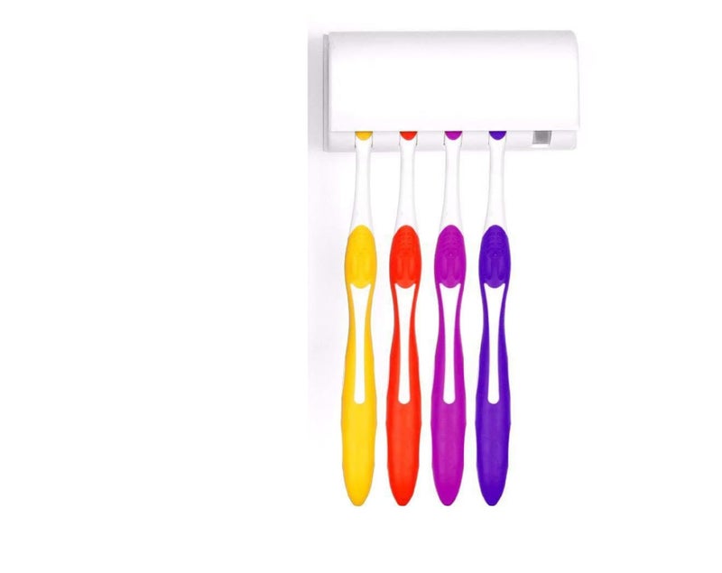 SpiderJuice 1Pc Self Adhesive Detachable Wall Mounted Toothbrush Holder with Dust Proof Cover Bathroom Organizer Storage Stand for Home Bathroom