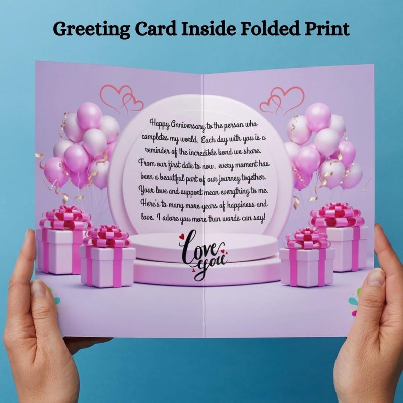 AanyaCentric AanyaCentric Anniversary Printed Greeting Card Red Envelope 83x117inch Special Romantic Gift for Husband Wife Marriage Celebration Couple Greeting  - Image 2