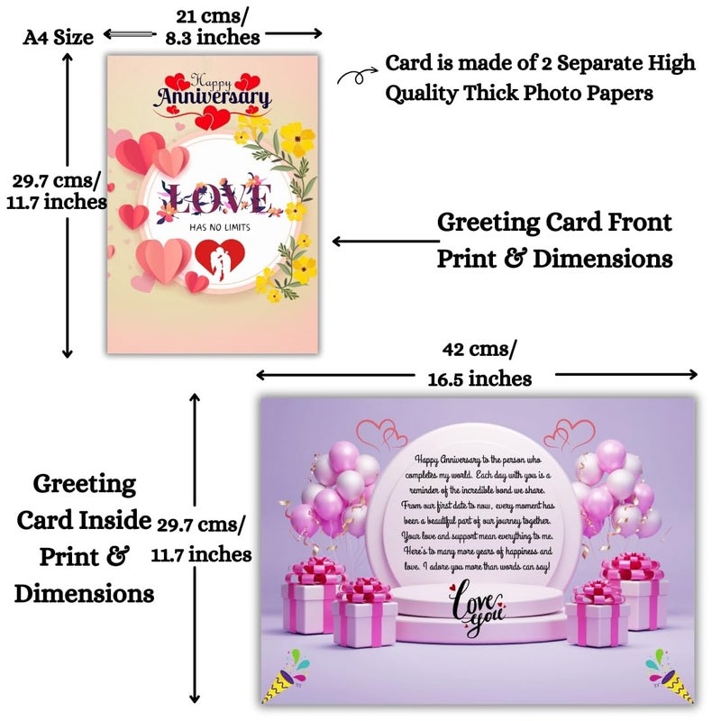 AanyaCentric AanyaCentric Anniversary Printed Greeting Card Red Envelope 83x117inch Special Romantic Gift for Husband Wife Marriage Celebration Couple Greeting  - Image 3